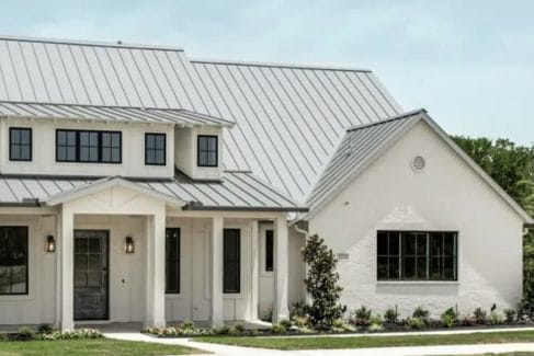a house with white metal roof